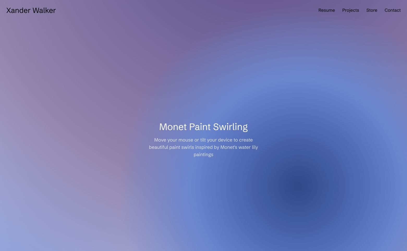 Soft blue, violet, and pink interactive paint swirls inspired by Monet.