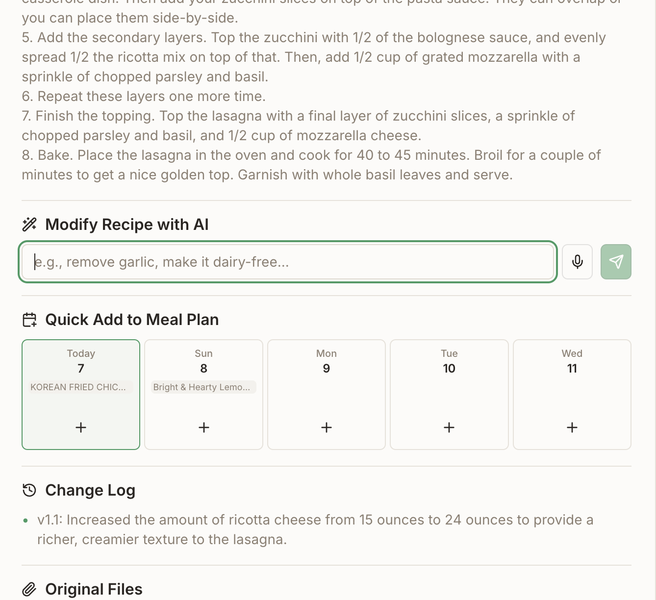 XanderBar Meal Planner - drag and drop calendar view
